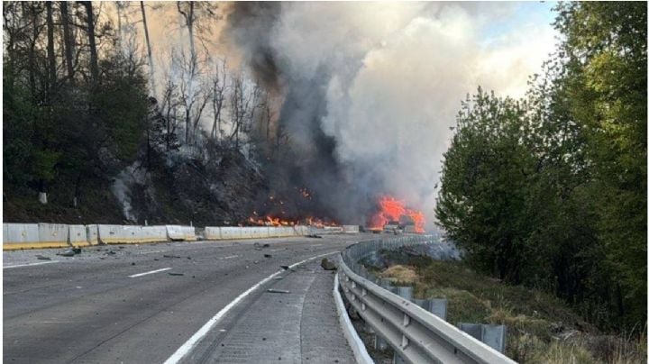 Choque e incendio de pipa cierra TOTALMENTE la autopista México-Puebla