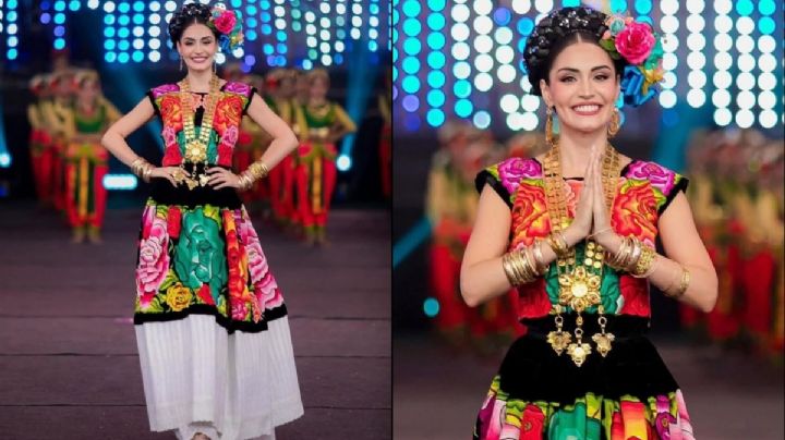 Traje de Tehuana del Istmo OAXAQUEÑO roba las miradas en el certamen MISS MUNDO 2025 en la India