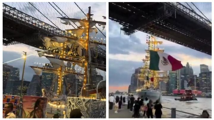 Buque Cuauhtémoc choca contra Puente de Brooklyn en Nueva York dejando dos personas fallecidas