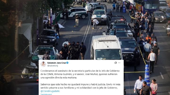 Condena Salomón Jara asesinato de Ximena Guzmán y José Muñoz colaboradores de la Jefa de Gobierno Clara Brugada
