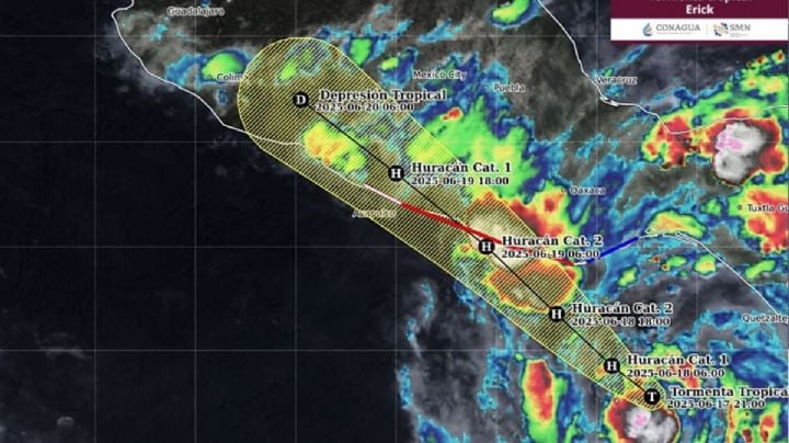 Huracán Erick alcanza categoría 1: CONAGUA alerta por impacto en costas de Oaxaca